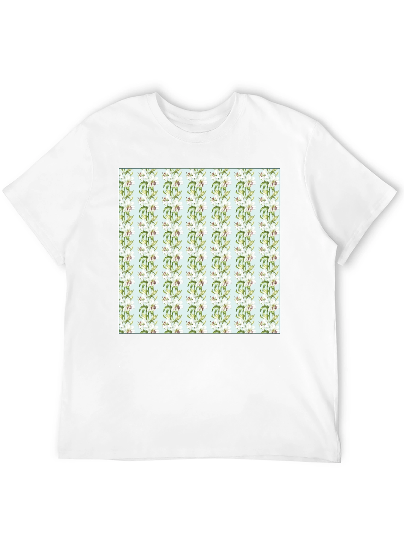 Floral Pattern Mens Black Tee