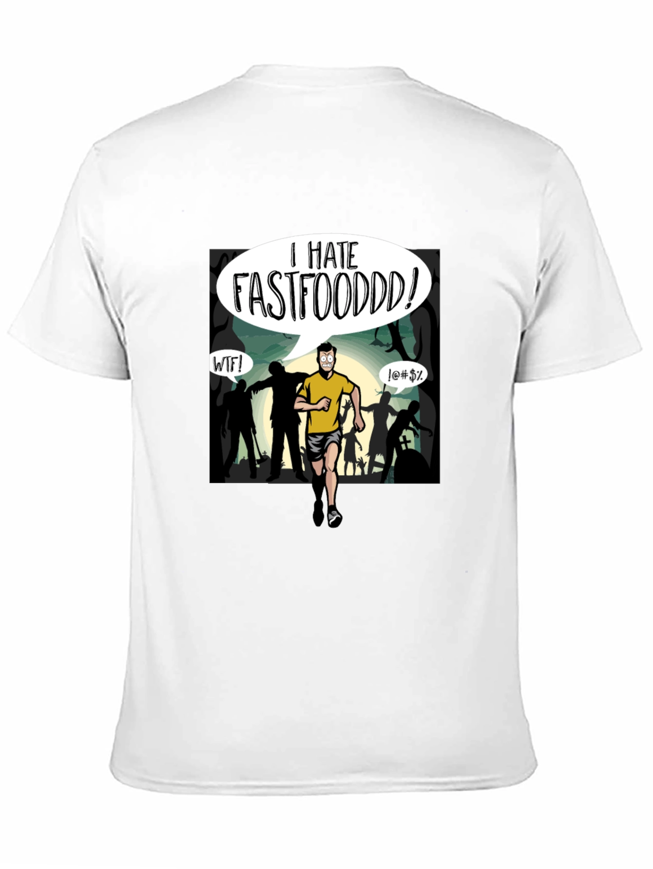 I Hate Fastfood T-Shirt - Zombie Chase Graphic Tee