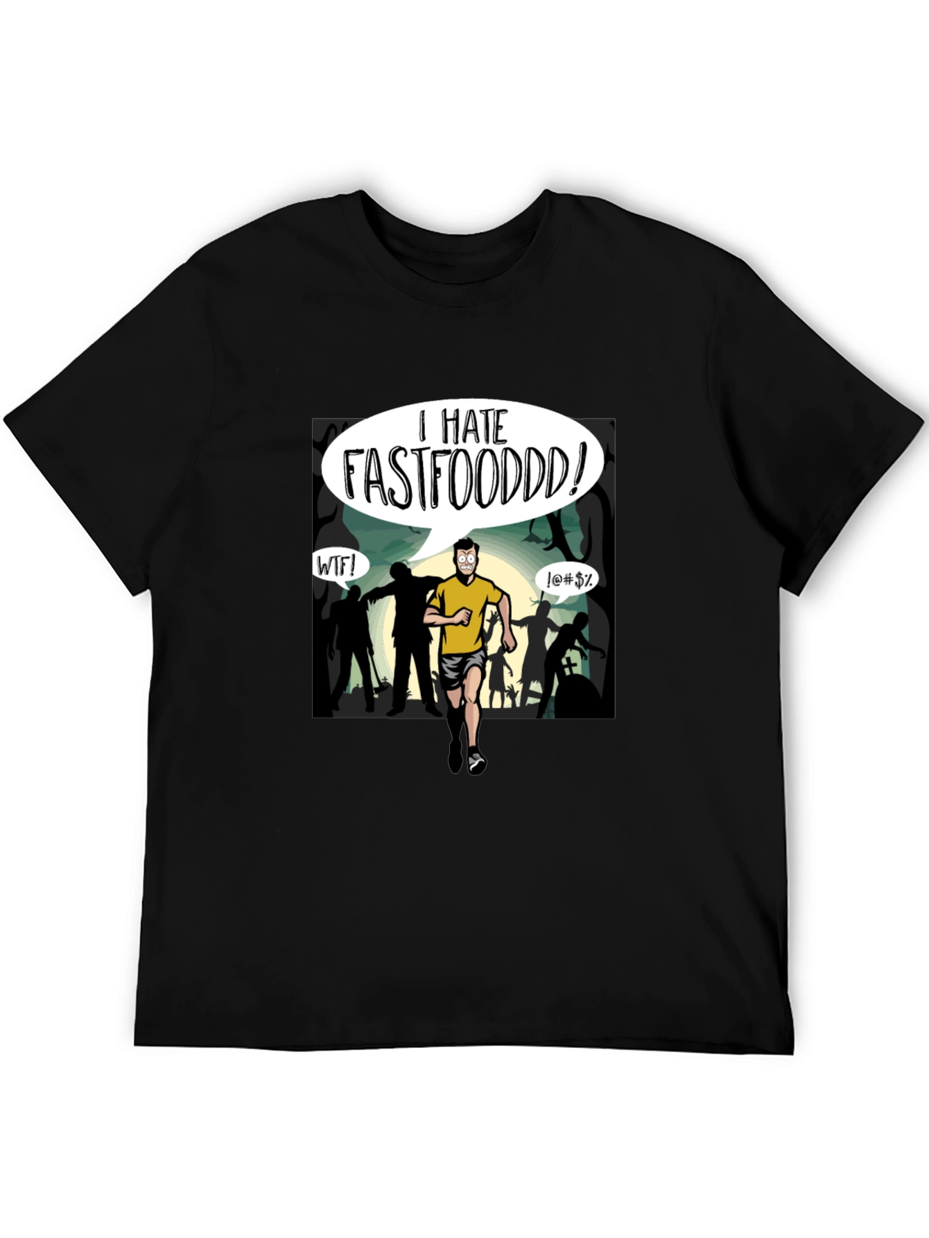 I Hate Fastfood T-Shirt - Zombie Chase Graphic Tee