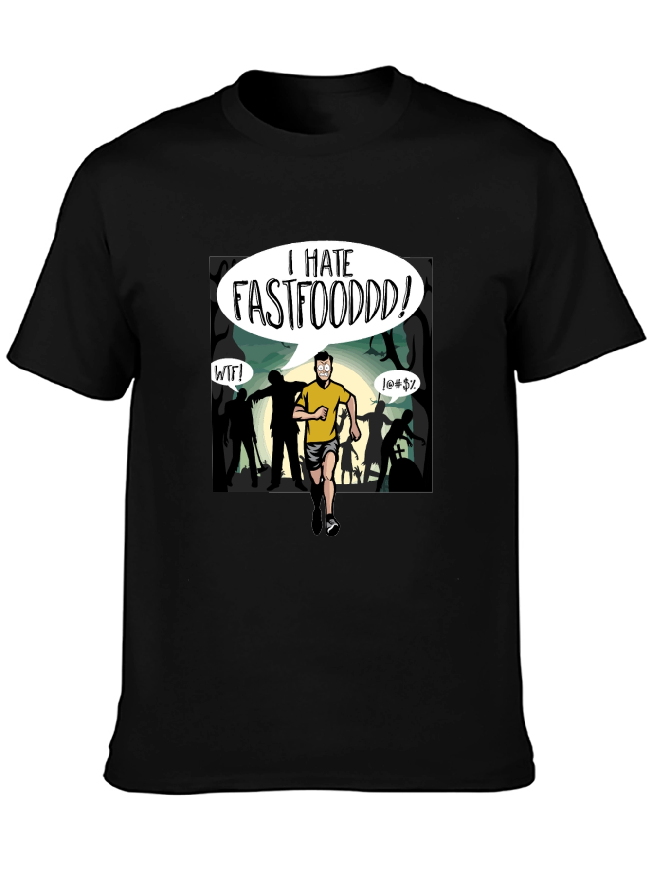 I Hate Fastfood T-Shirt - Zombie Chase Graphic Tee