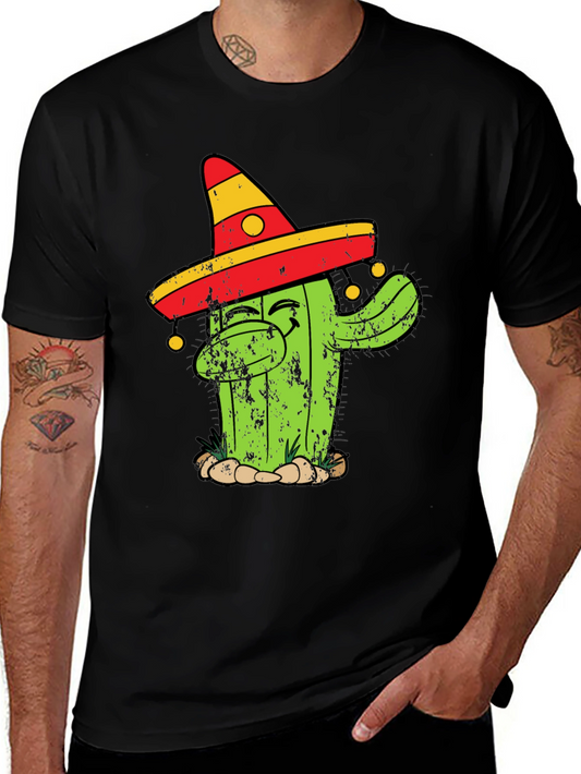 Dabbing Cactus T-Shirt - Mens Black Cotton Tee