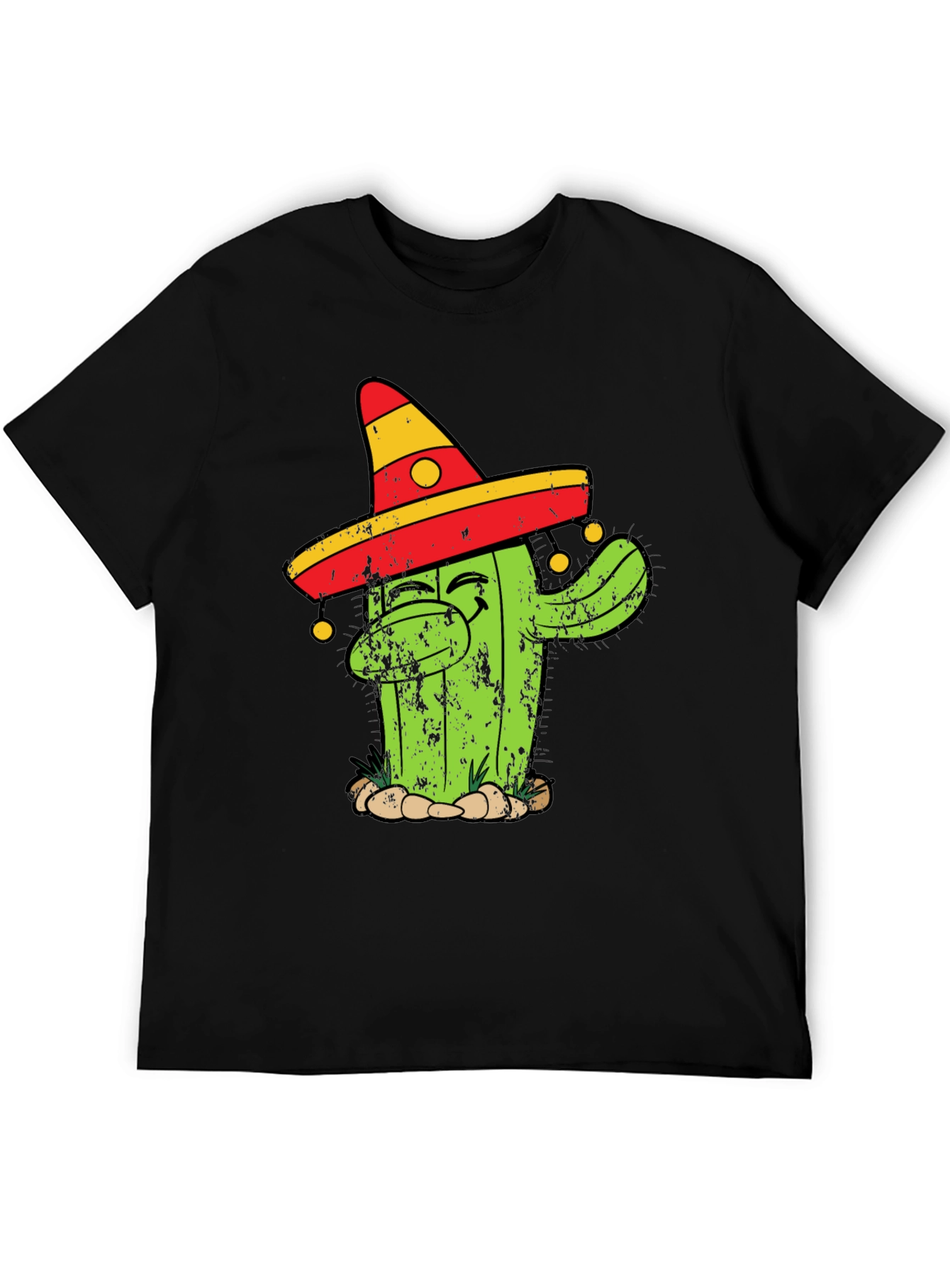 Dabbing Cactus T-Shirt - Mens Black Cotton Tee