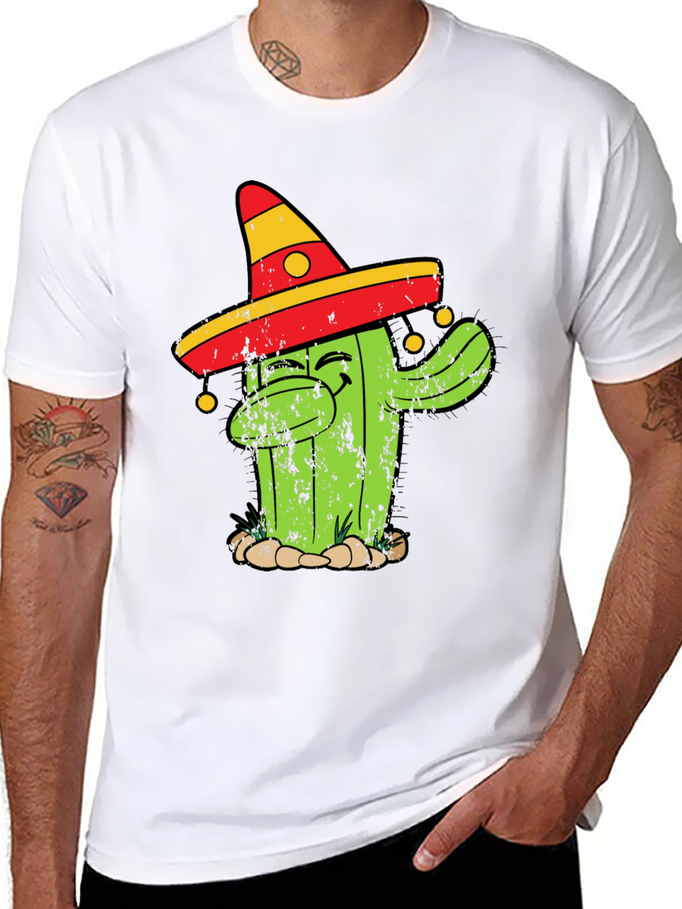 Dabbing Cactus T-Shirt - Mens Black Cotton Tee