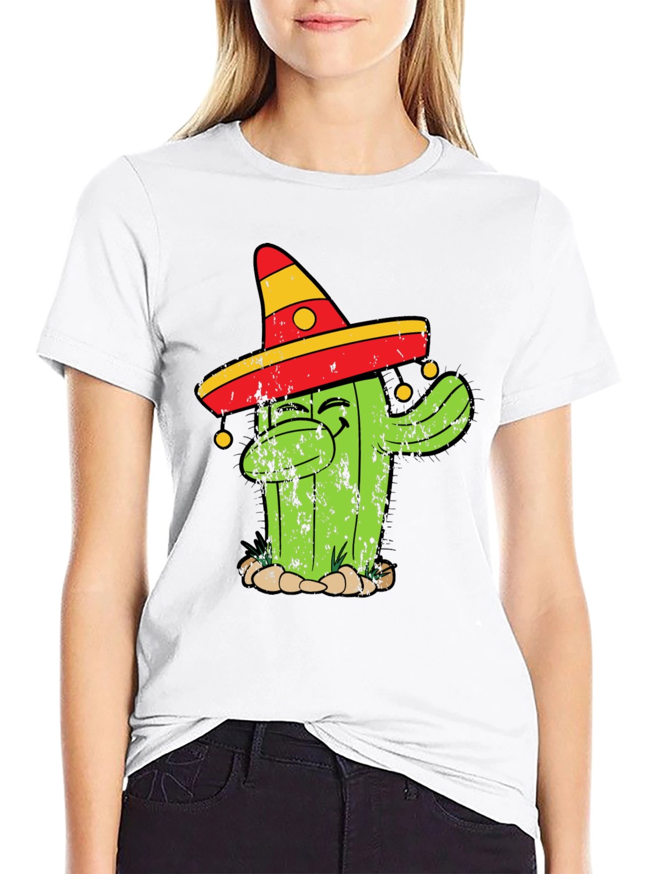 Dabbing Cactus T-Shirt - Mens Black Cotton Tee