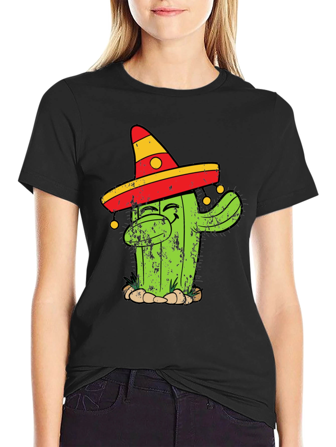 Dabbing Cactus T-Shirt - Mens Black Cotton Tee