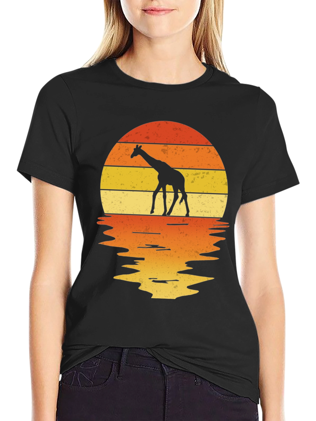Giraffe Sunset Graphic Tee