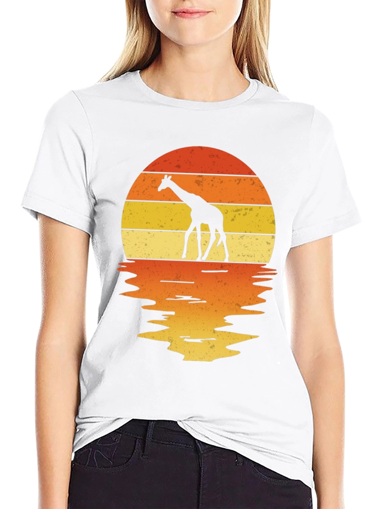 Giraffe Sunset Graphic Tee