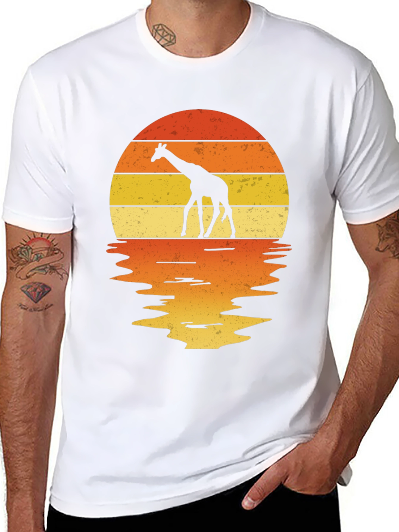 Giraffe Sunset Graphic Tee