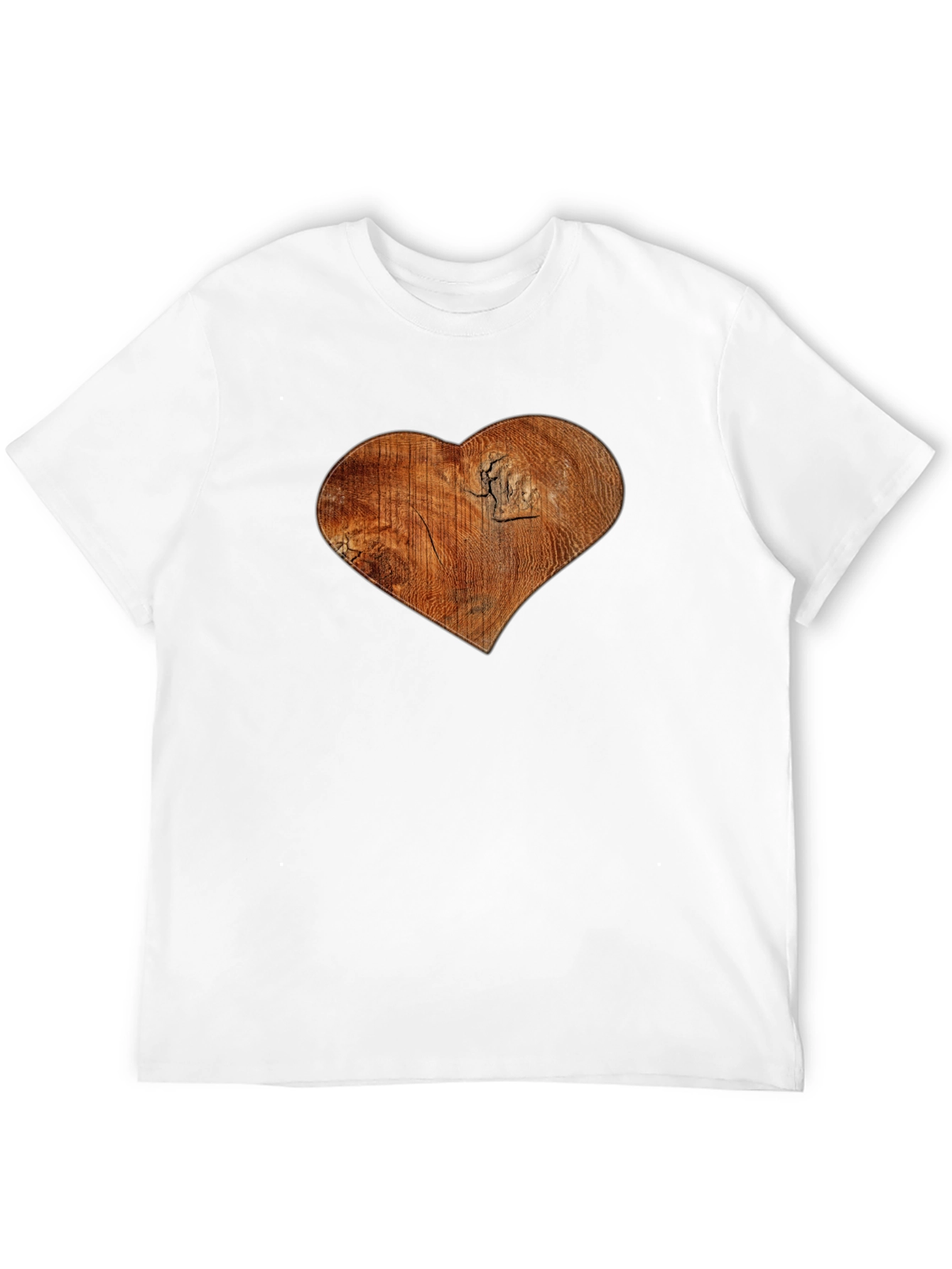 Wood Heart Graphic Print Black T-Shirt