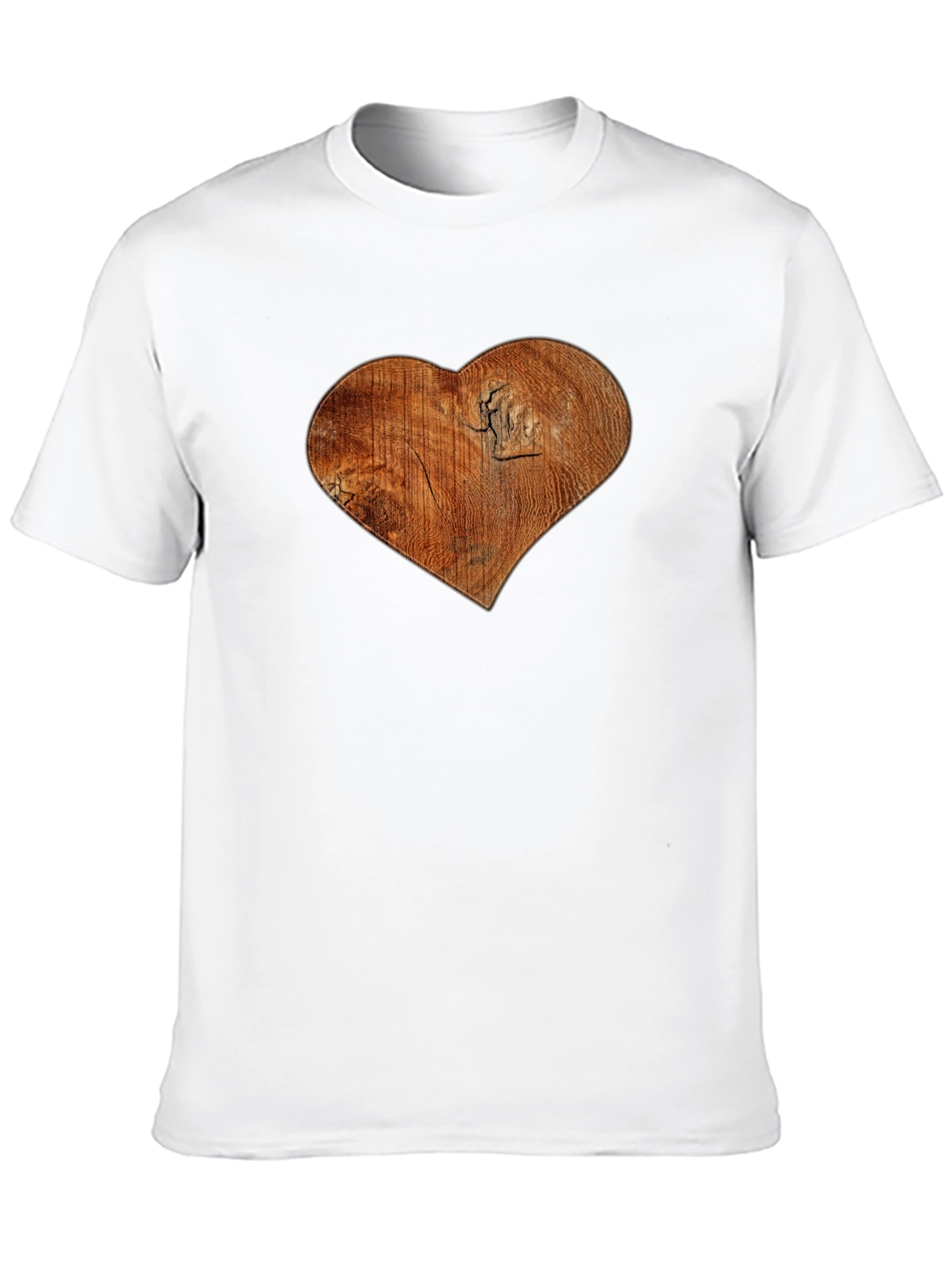 Wood Heart Graphic Print Black T-Shirt
