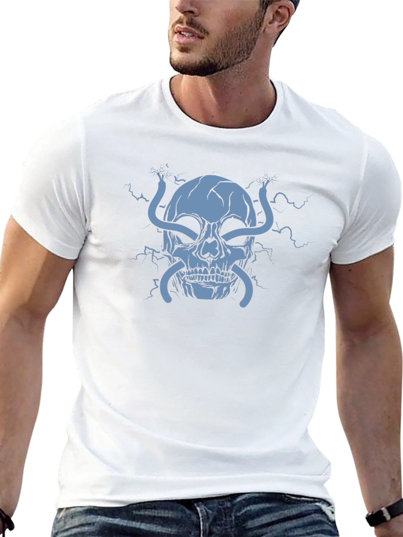 Electric Skull Graphic T-Shirt - Bold Statement Tee