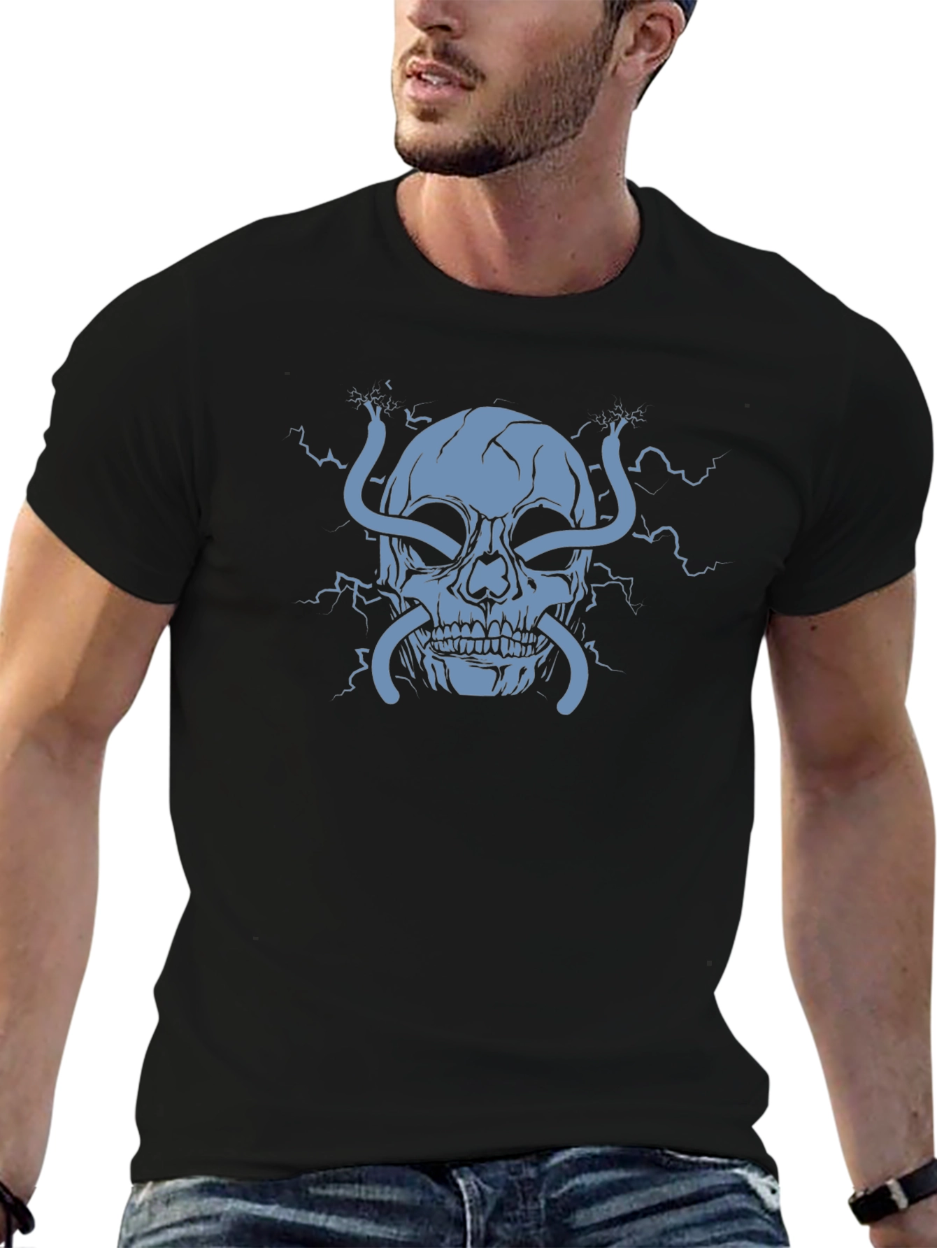 Electric Skull Graphic T-Shirt - Bold Statement Tee