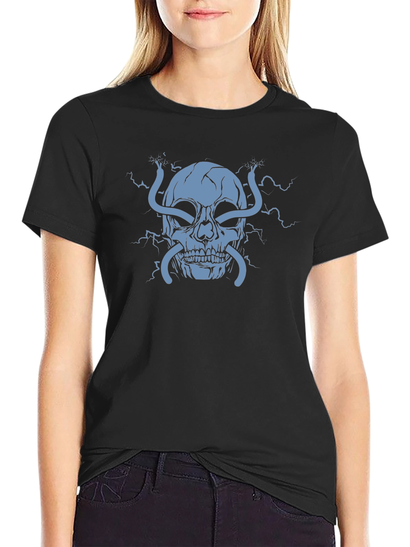 Electric Skull Graphic T-Shirt - Bold Statement Tee