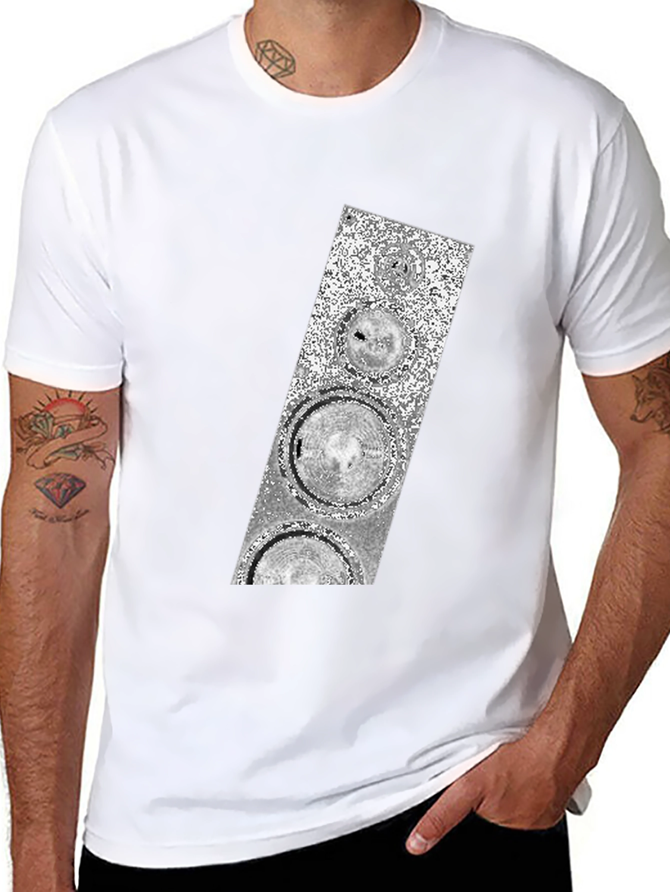 Abstract Silver Speaker Graphic Black T-Shirt