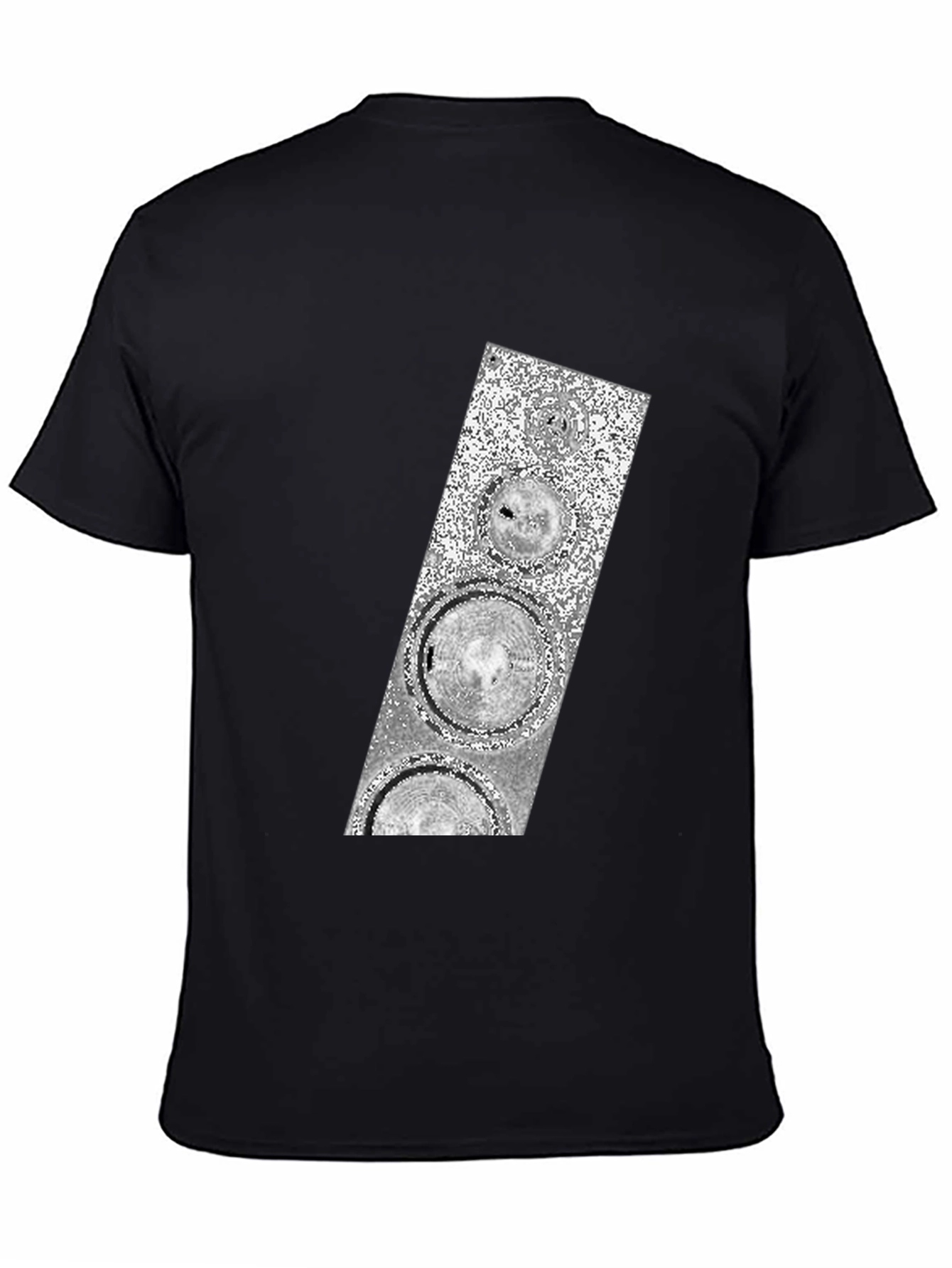 Abstract Silver Speaker Graphic Black T-Shirt