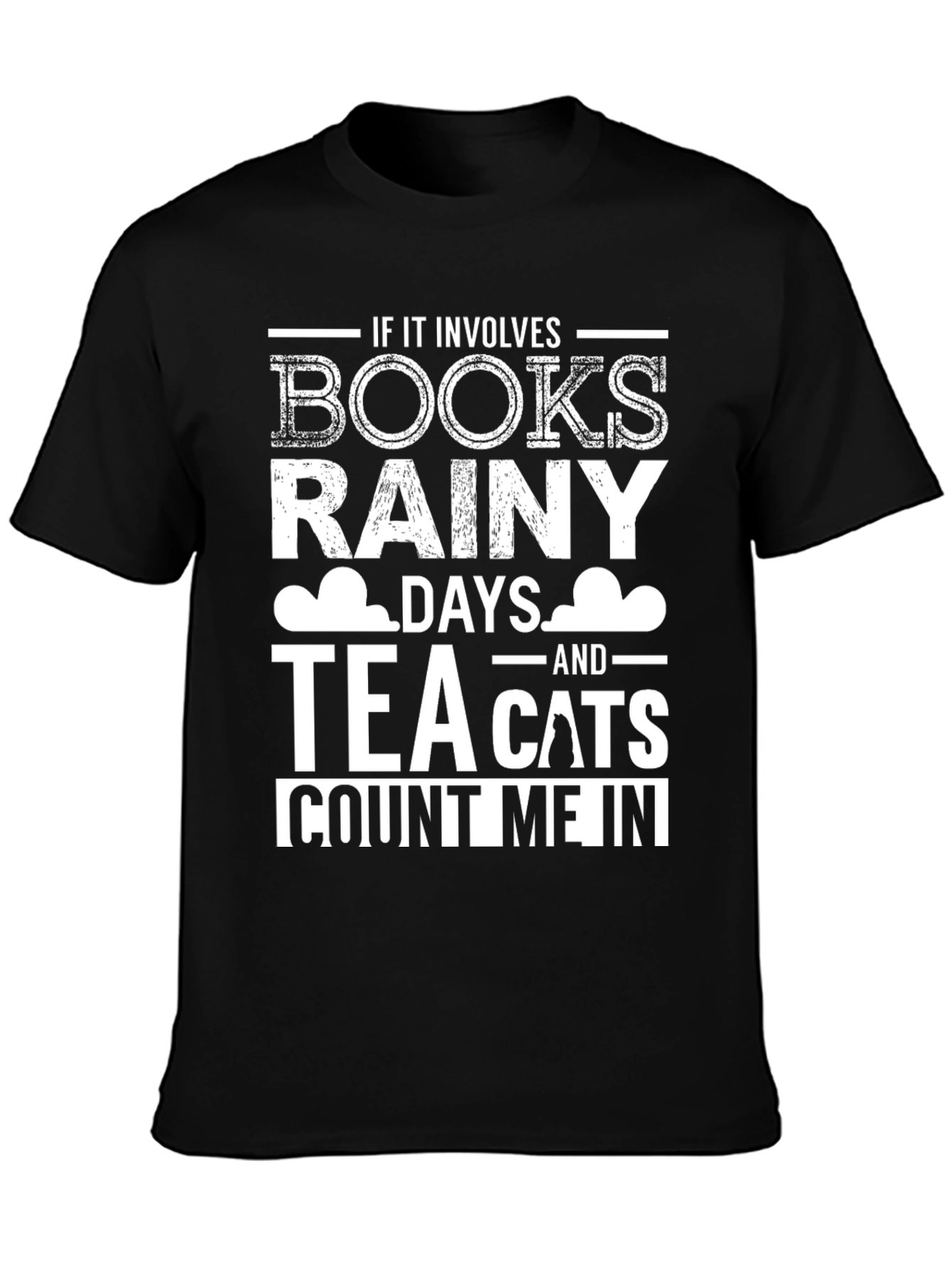 Books Rainy Days Tea Cats T-Shirt