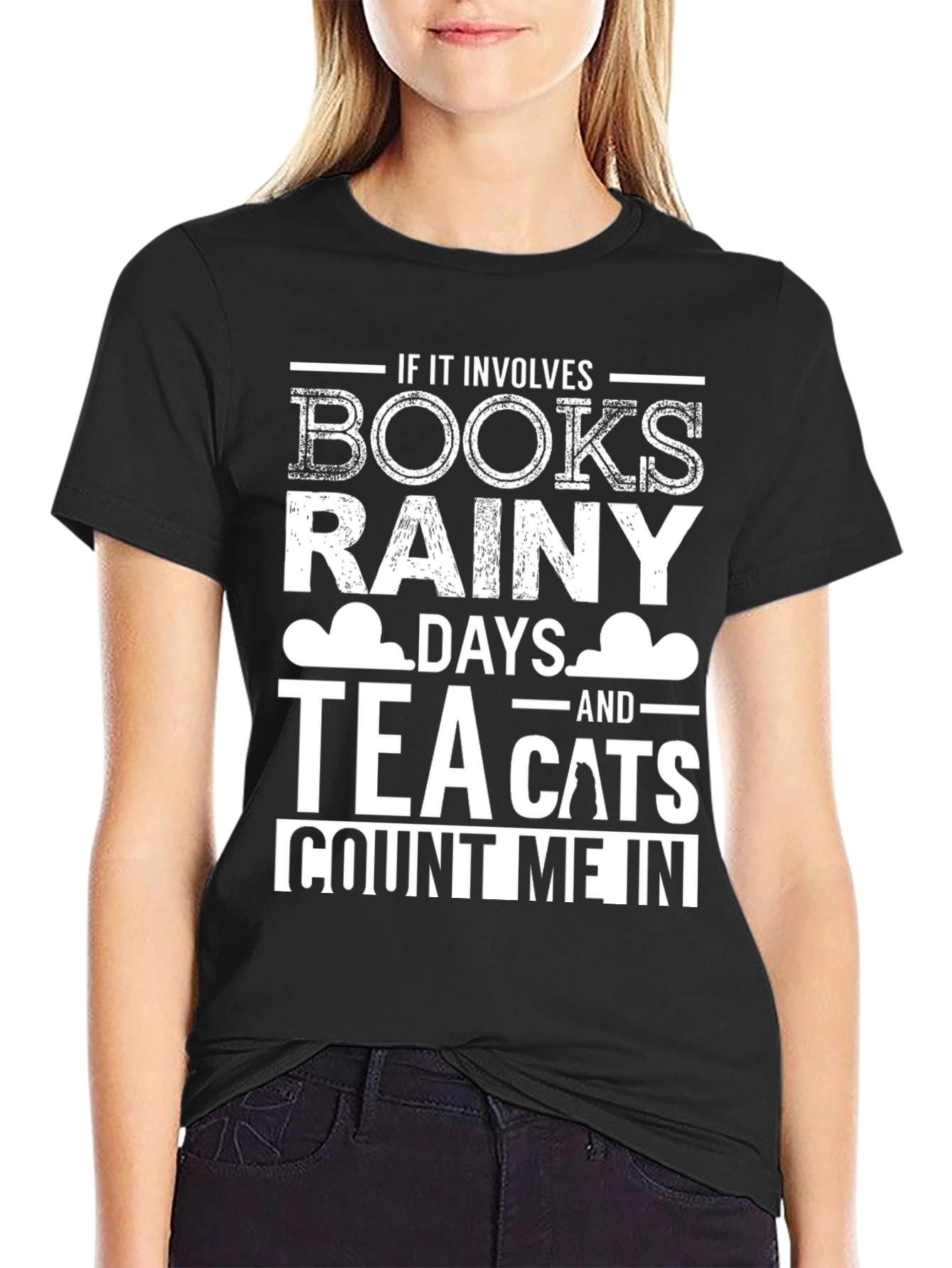 Books Rainy Days Tea Cats T-Shirt