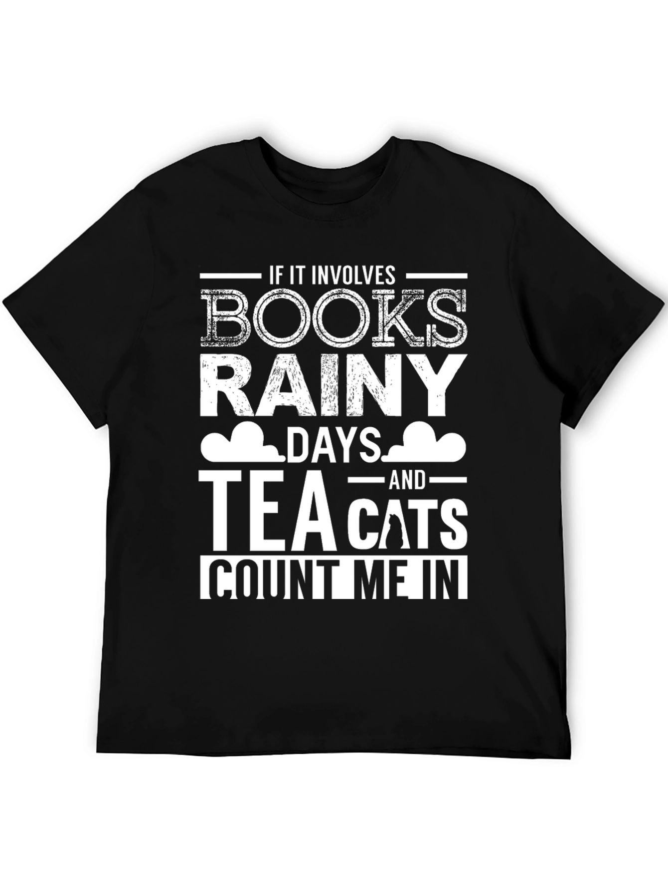 Books Rainy Days Tea Cats T-Shirt