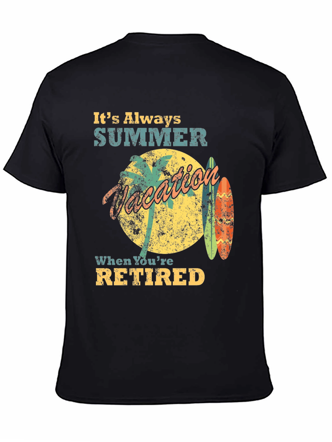 Retirement Summer Vacation Black T-Shirt