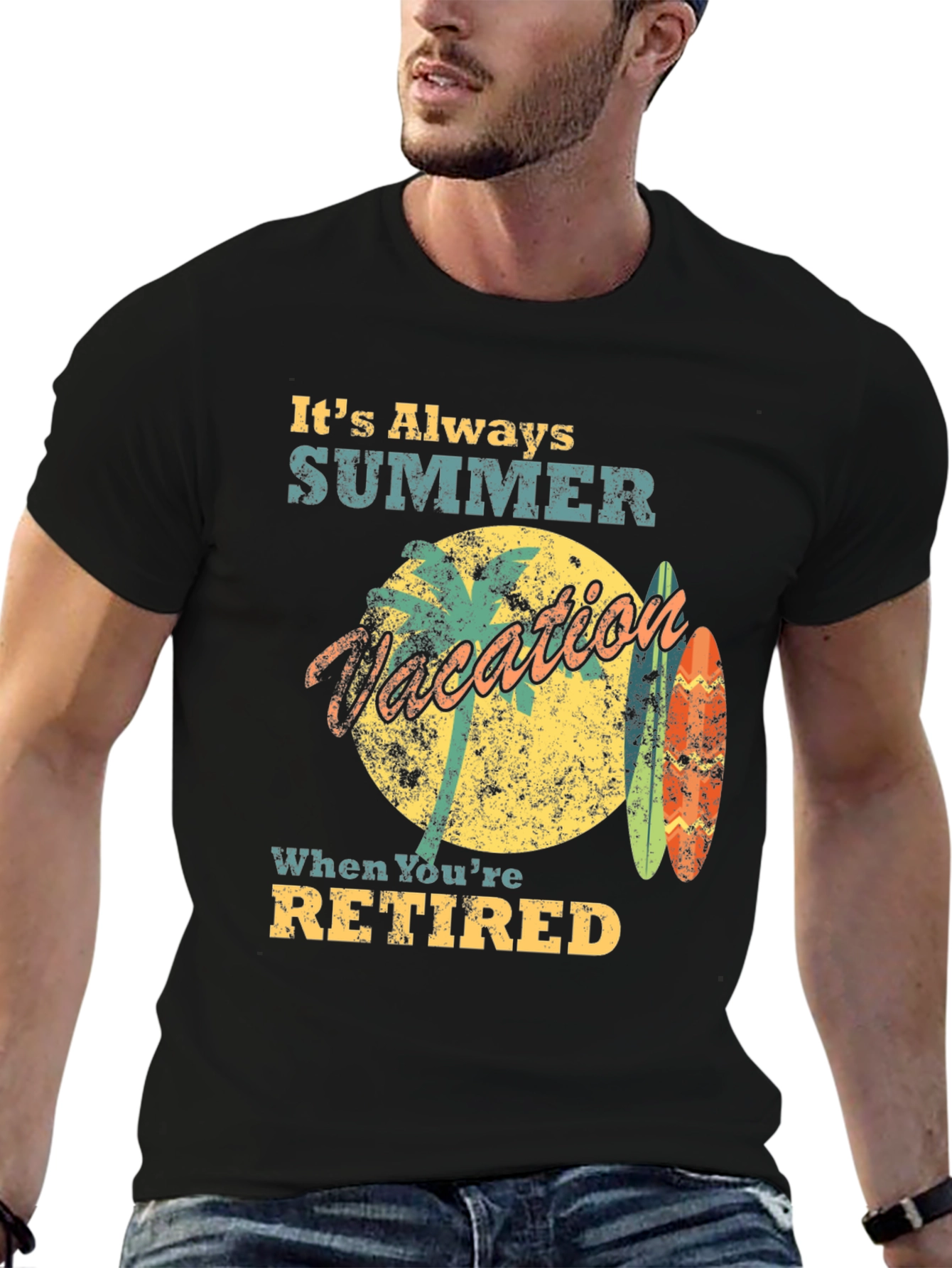 Retirement Summer Vacation Black T-Shirt