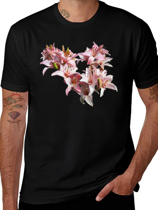 Floral Lily Black T-Shirt