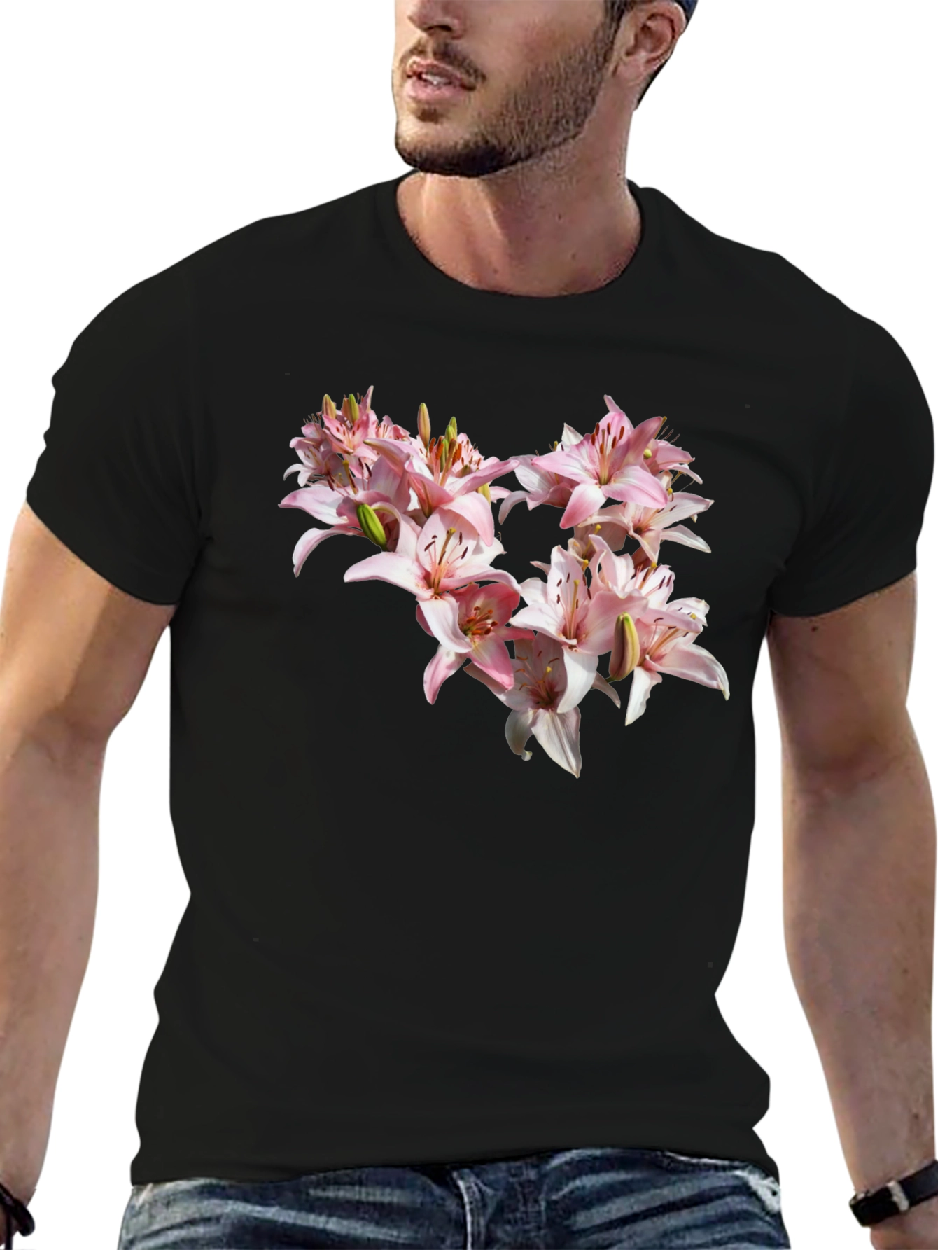 Floral Lily Black T-Shirt