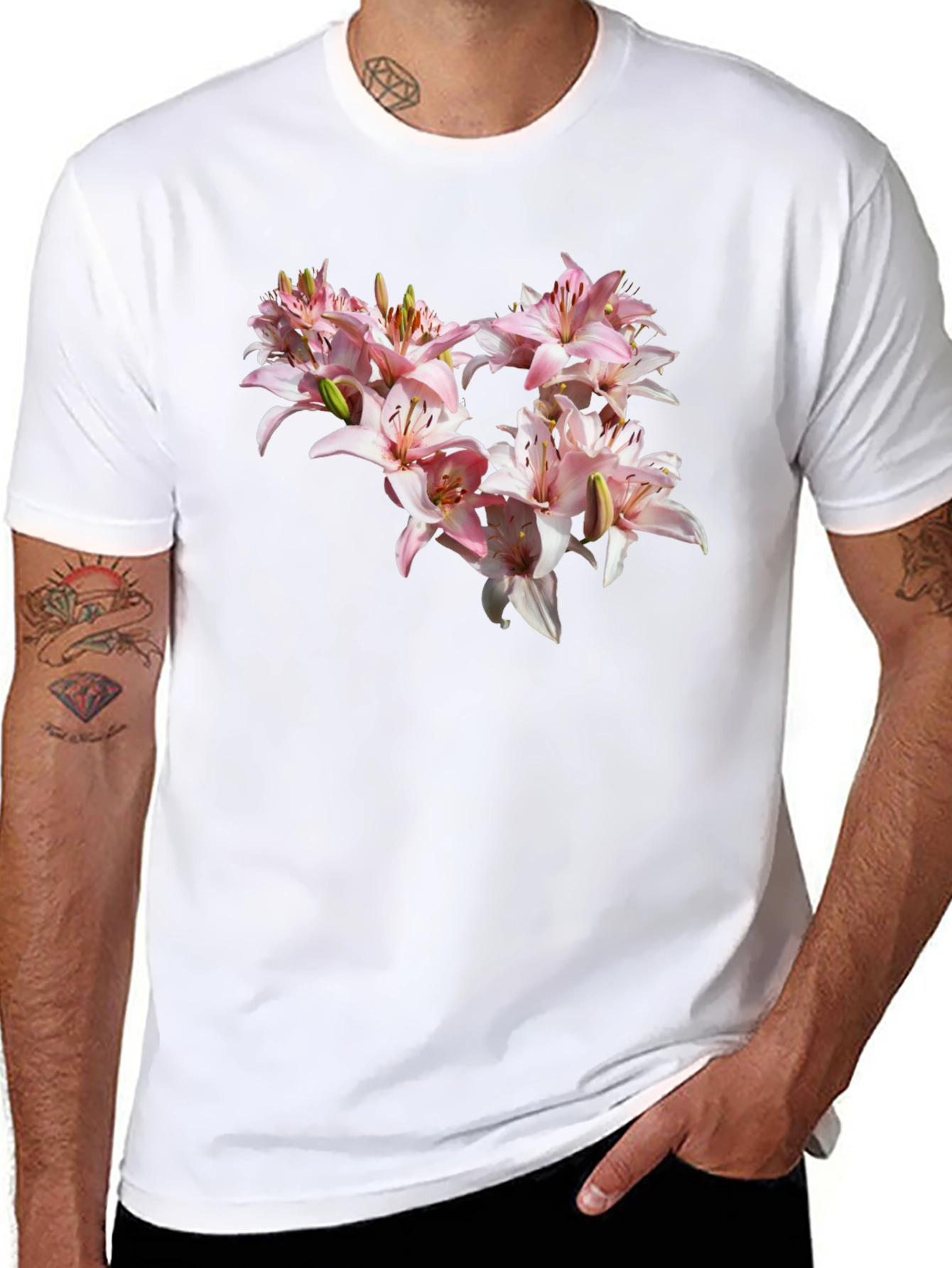 Floral Lily Black T-Shirt