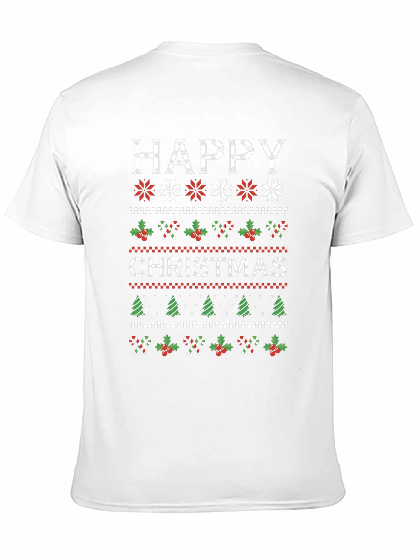 Happy Christmas Holiday Sweater Pattern Graphic T-Shirt