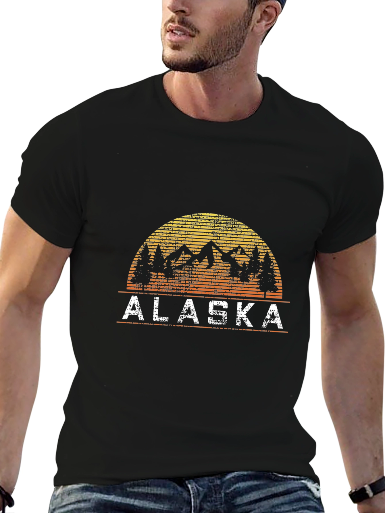 Alaska Graphic Tee - Mountain Sunset Design
