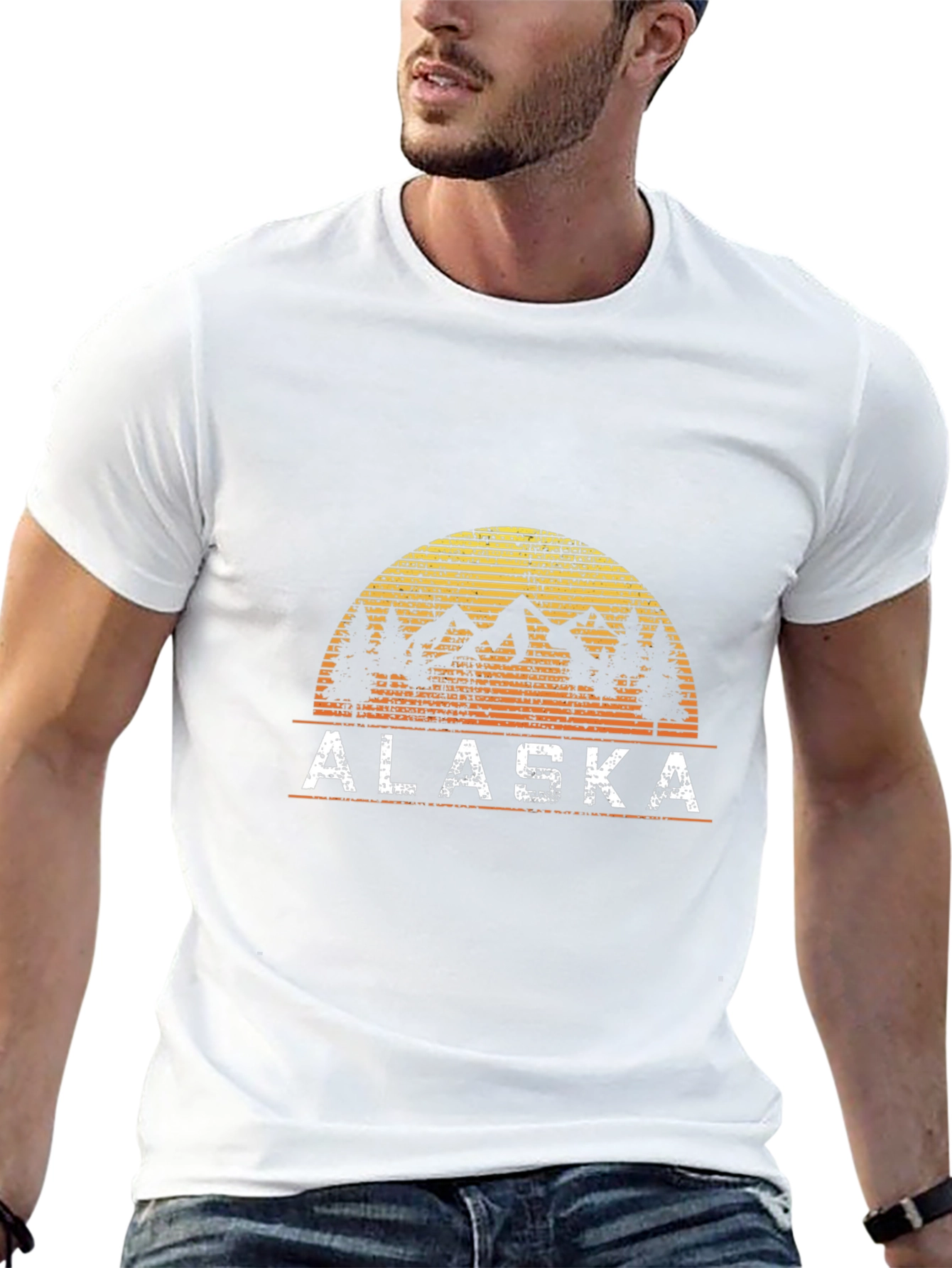 Alaska Graphic Tee - Mountain Sunset Design