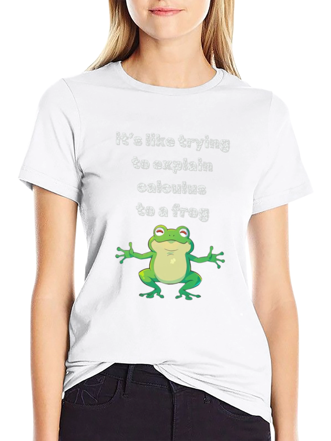 Funny Calculus Frog Graphic Tee - Black Cotton T-Shirt