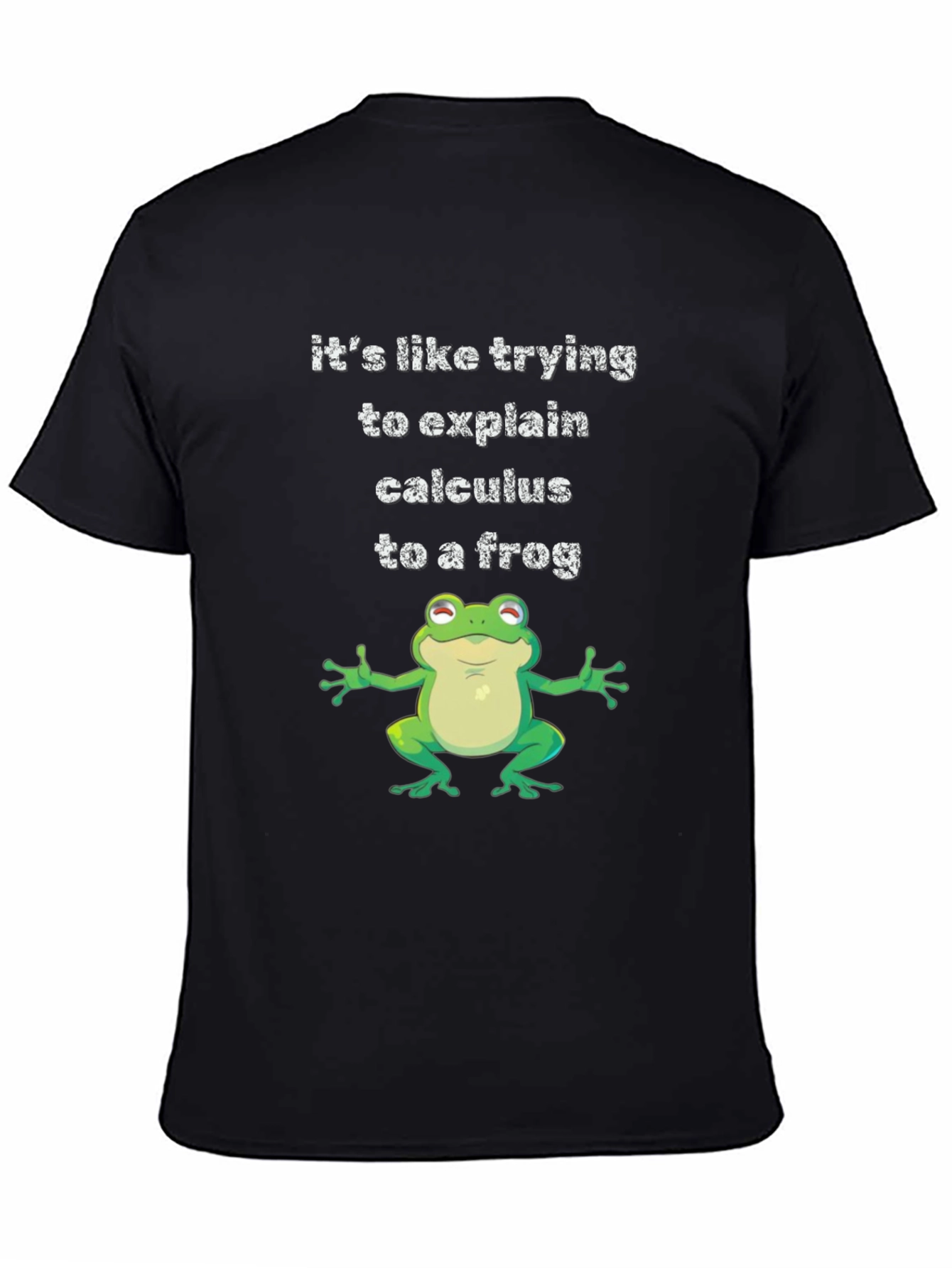 Funny Calculus Frog Graphic Tee - Black Cotton T-Shirt