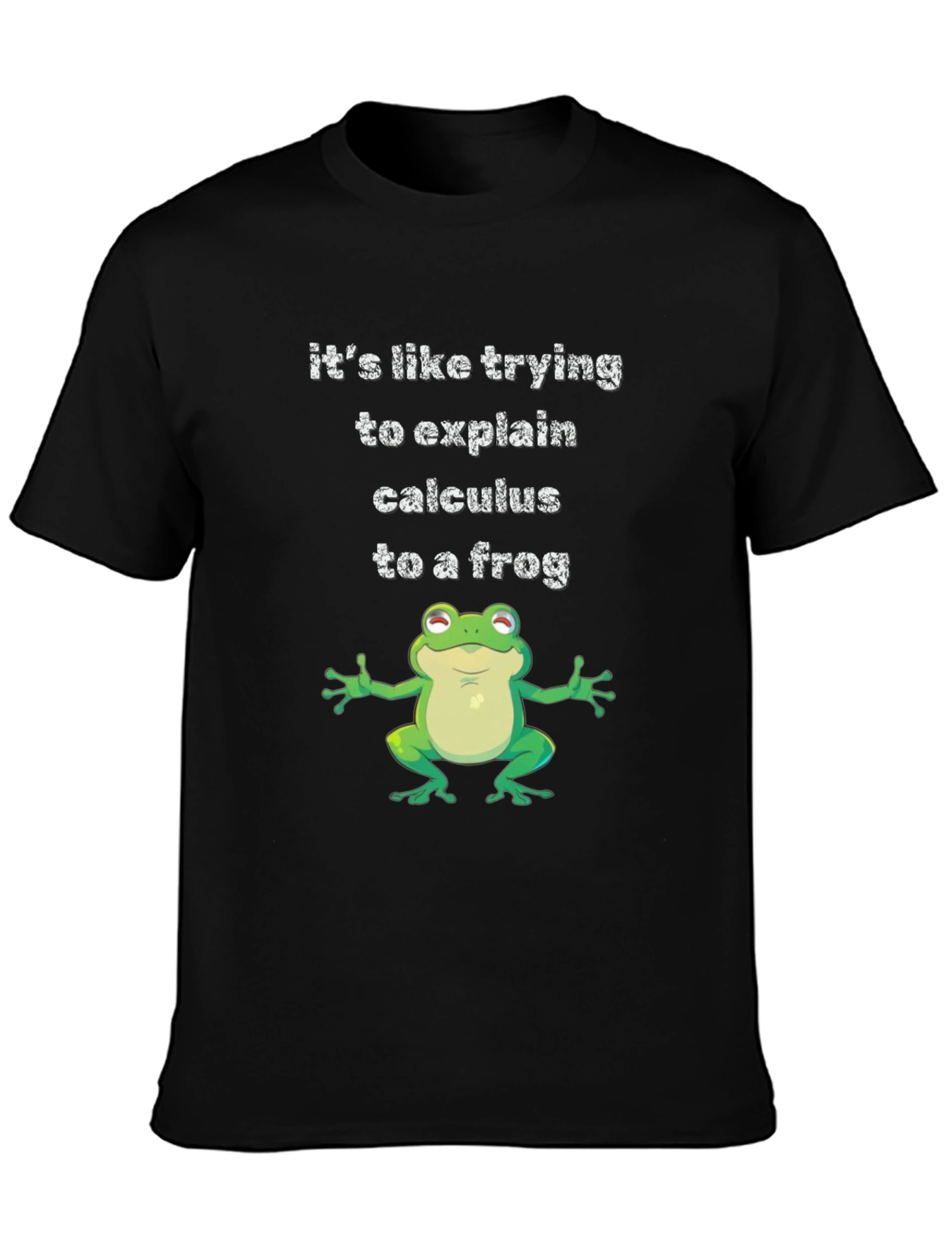 Funny Calculus Frog Graphic Tee - Black Cotton T-Shirt
