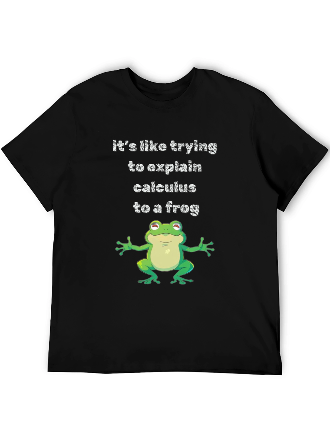 Funny Calculus Frog Graphic Tee - Black Cotton T-Shirt