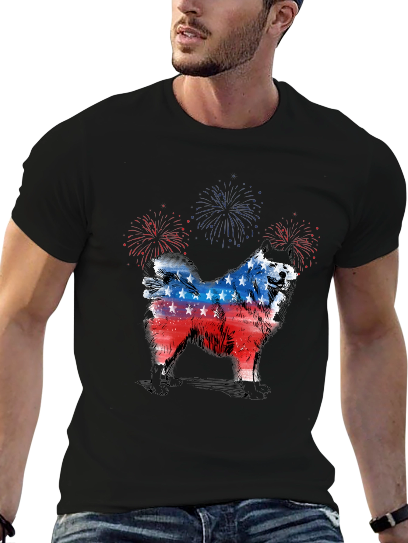 Patriotic Dog T-Shirt - USA Flag Design