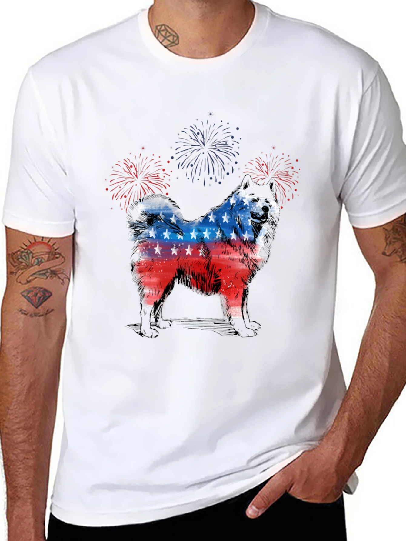 Patriotic Dog T-Shirt - USA Flag Design