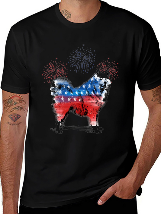 Patriotic Dog T-Shirt - USA Flag Design