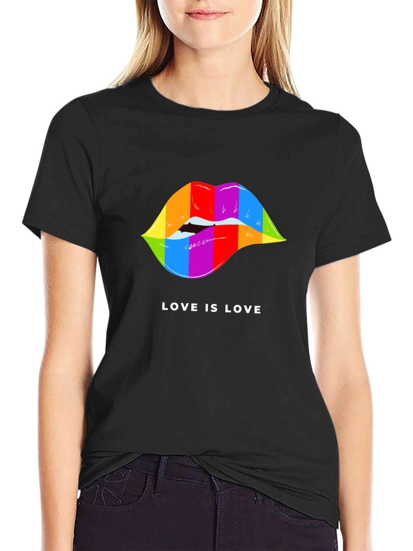 Love is Love Pride Lips Graphic Tee - Black