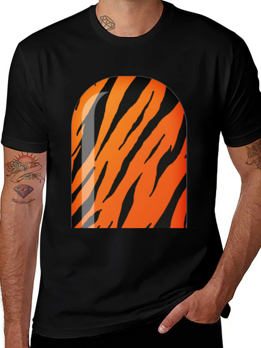 Cool Tiger Stripe Graphic Black T-Shirt