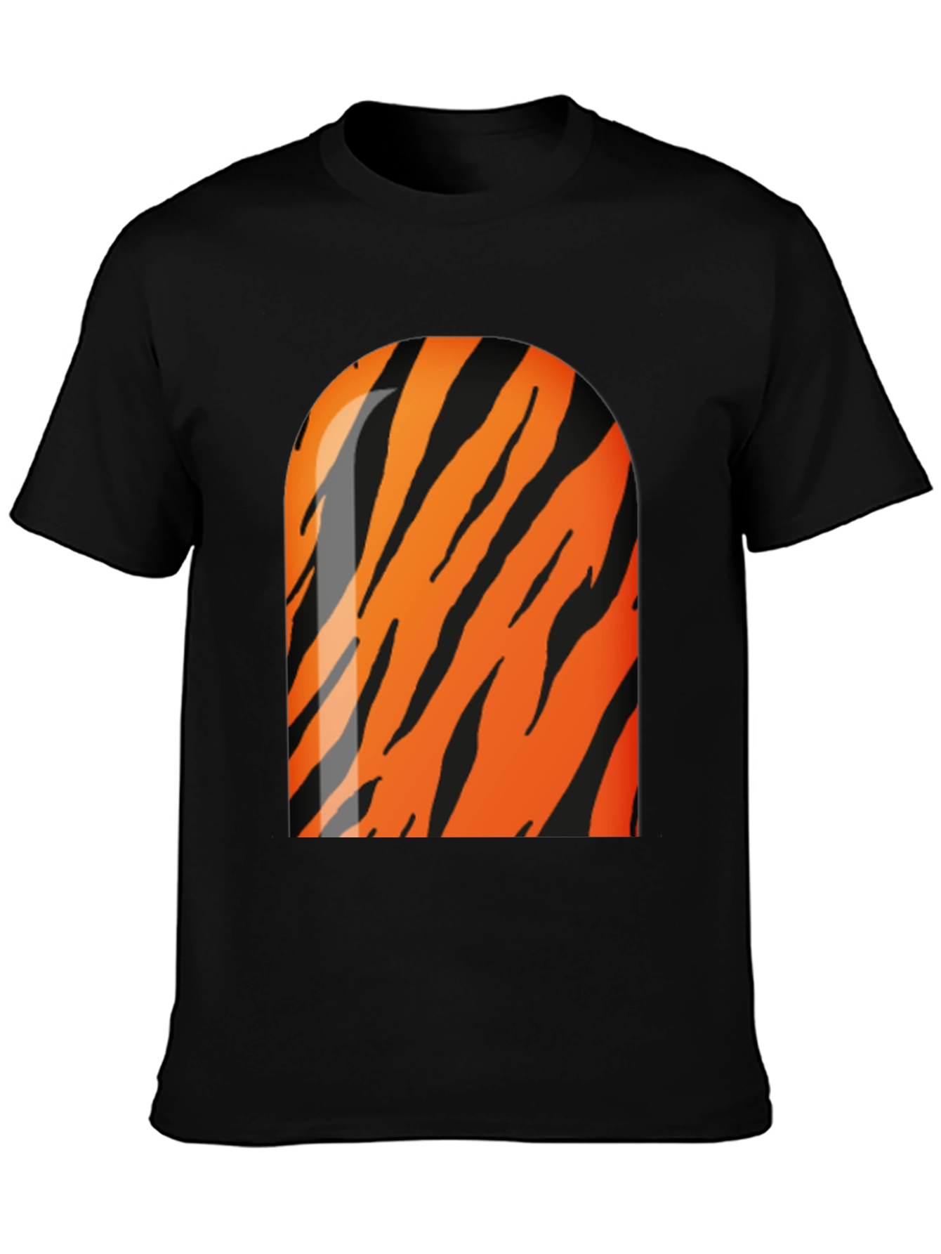 Cool Tiger Stripe Graphic Black T-Shirt