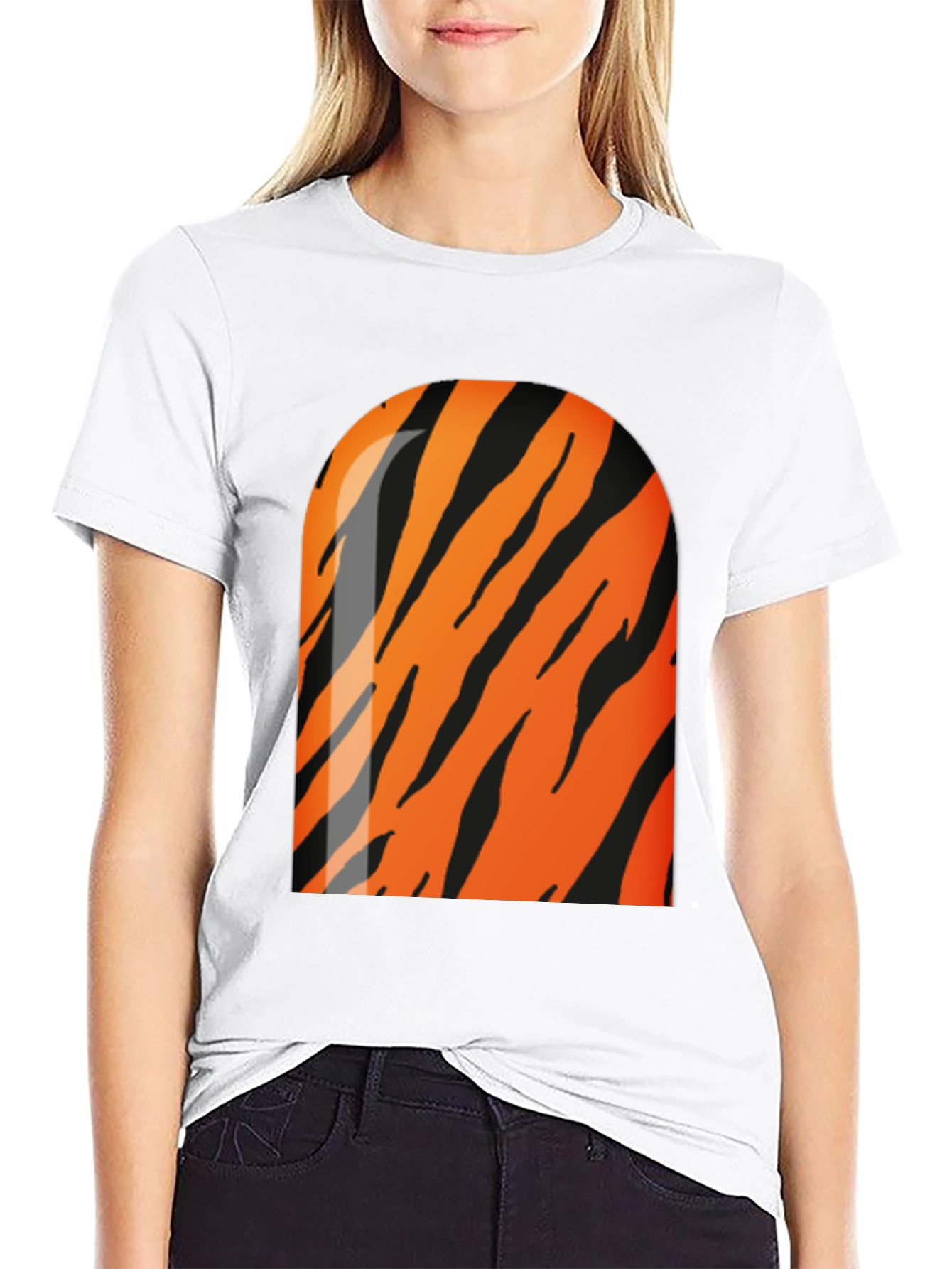 Cool Tiger Stripe Graphic Black T-Shirt