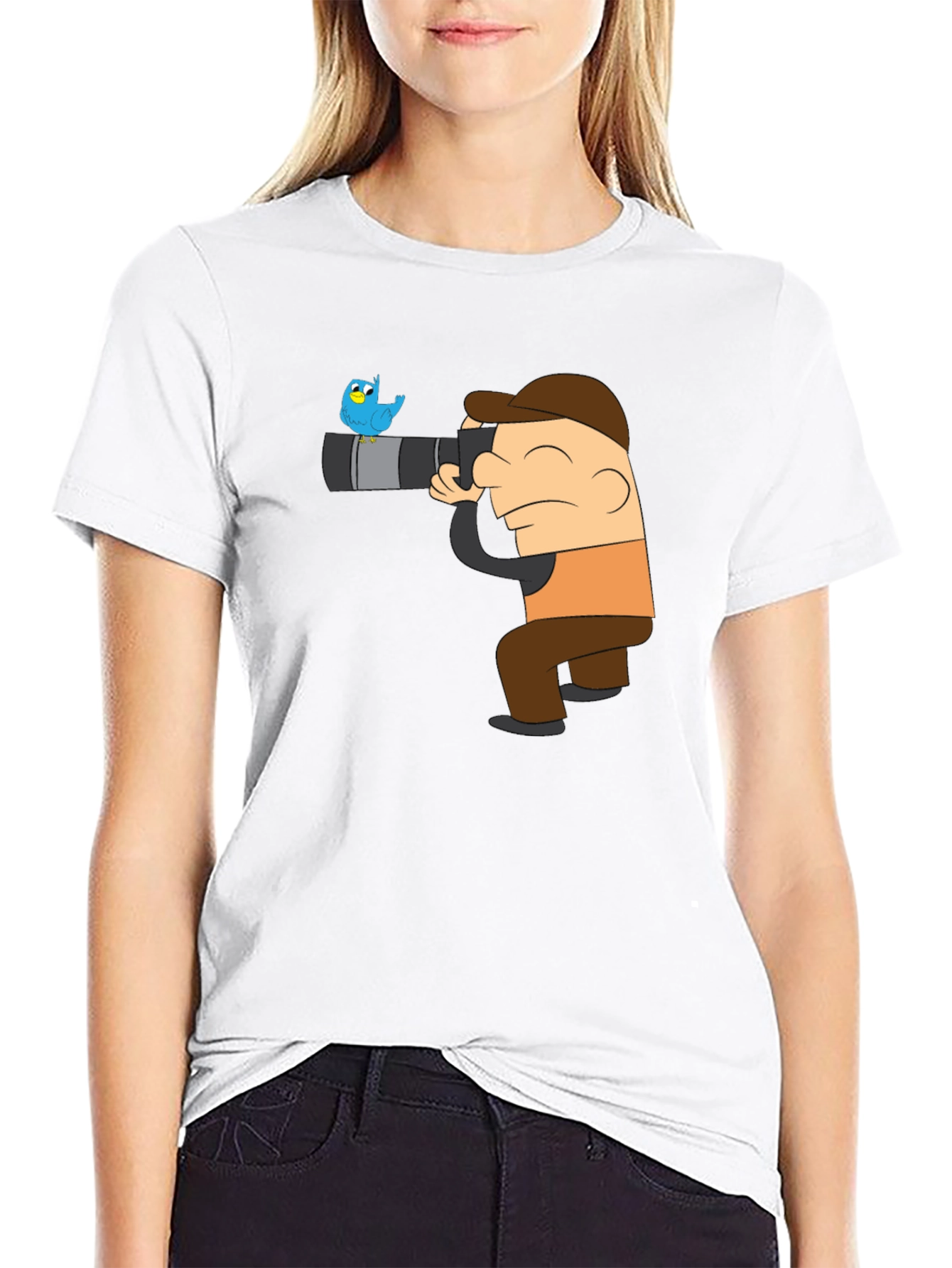 Cartoon Photographer Bird Watching T-Shirt