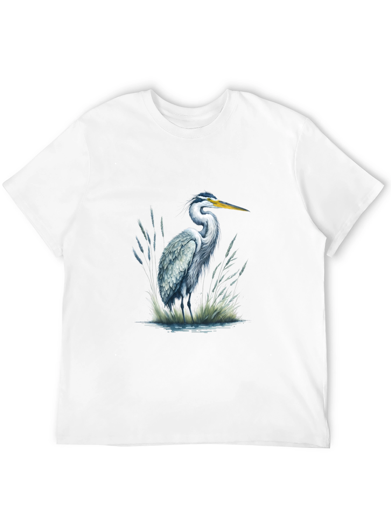Heron Print Black T-Shirt