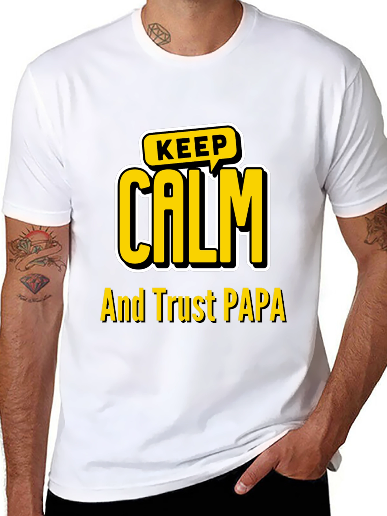 Keep Calm and Trust PAPA Black Graphic T-Shirt