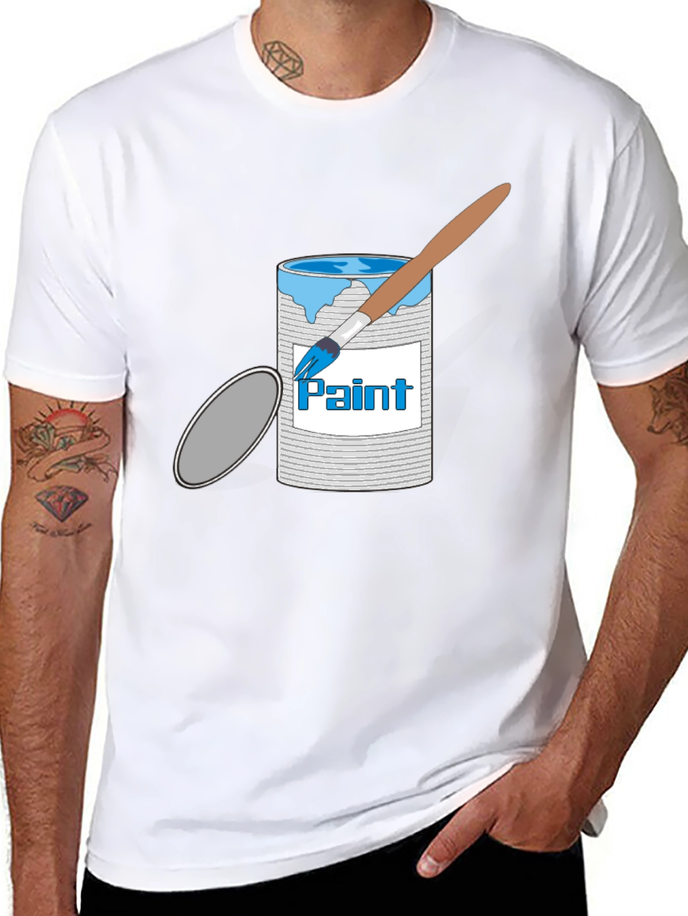 Paint Can & Brush Graphic T-Shirt - Black