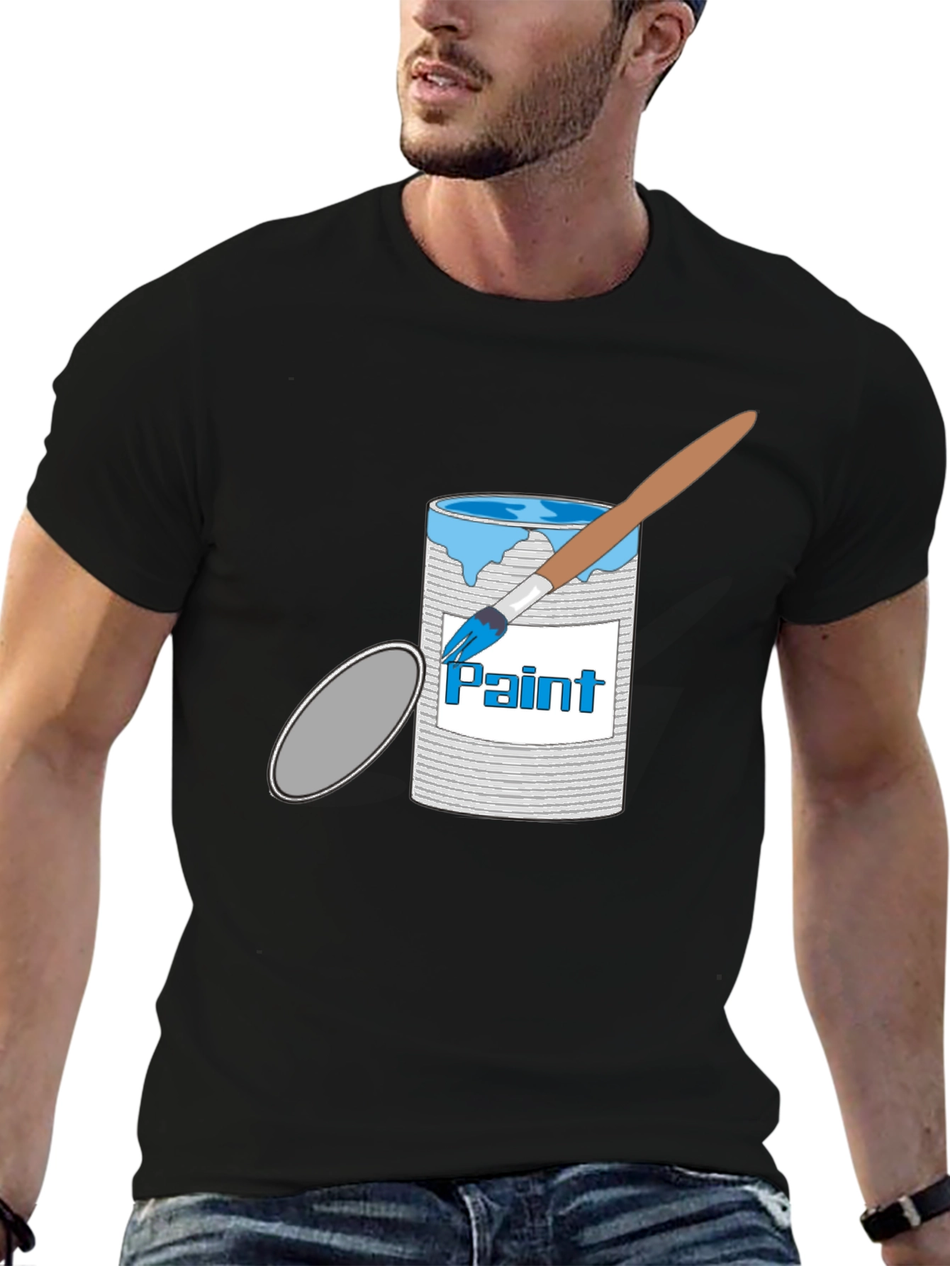 Paint Can & Brush Graphic T-Shirt - Black