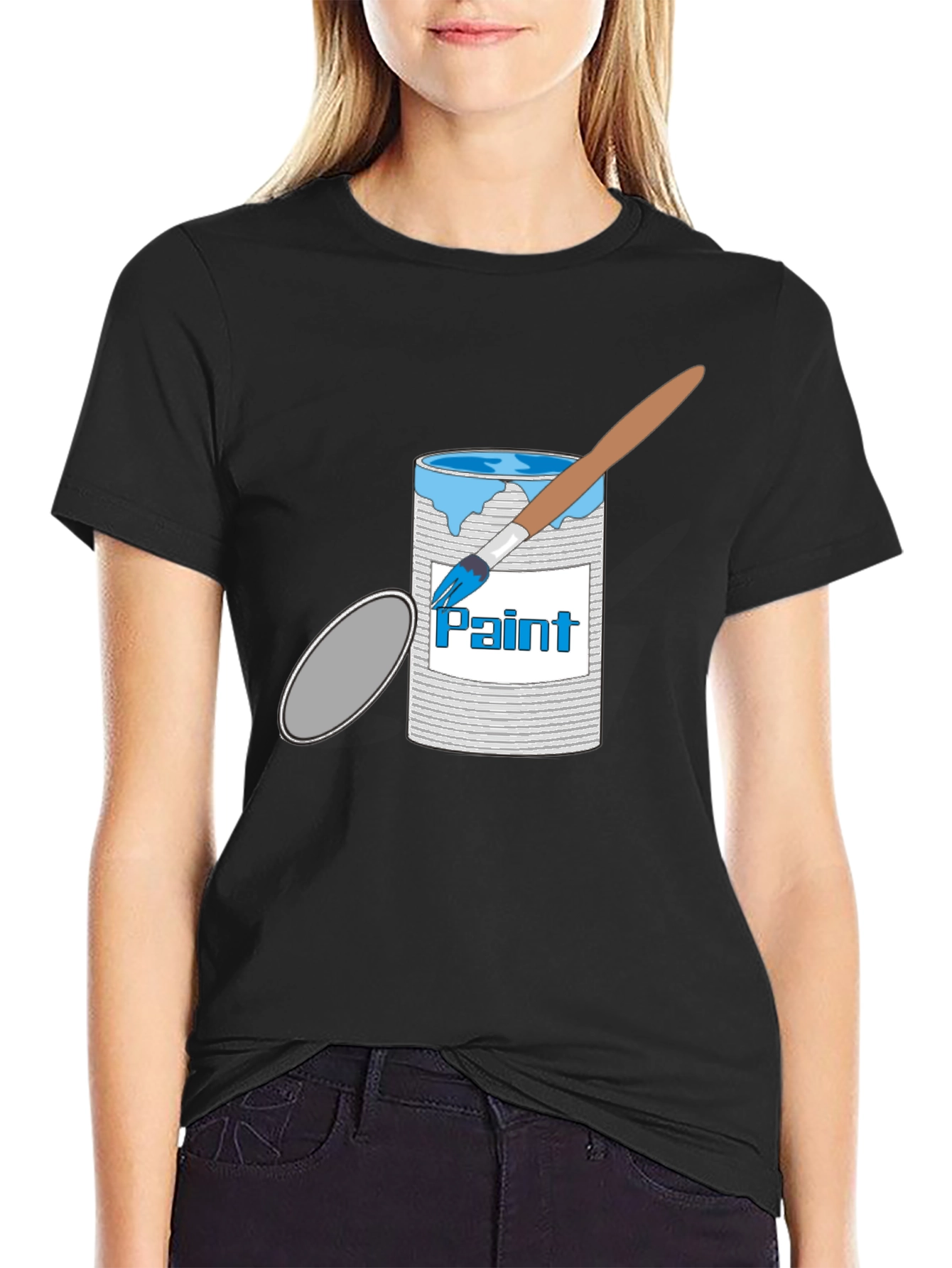 Paint Can & Brush Graphic T-Shirt - Black