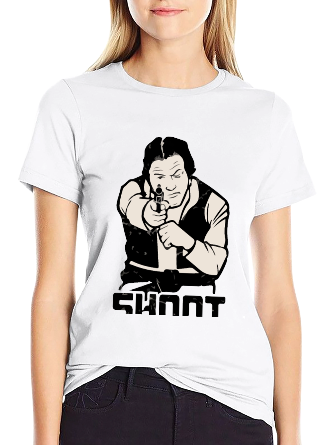 Han Solo Shoot T-Shirt - Black Cotton Blend