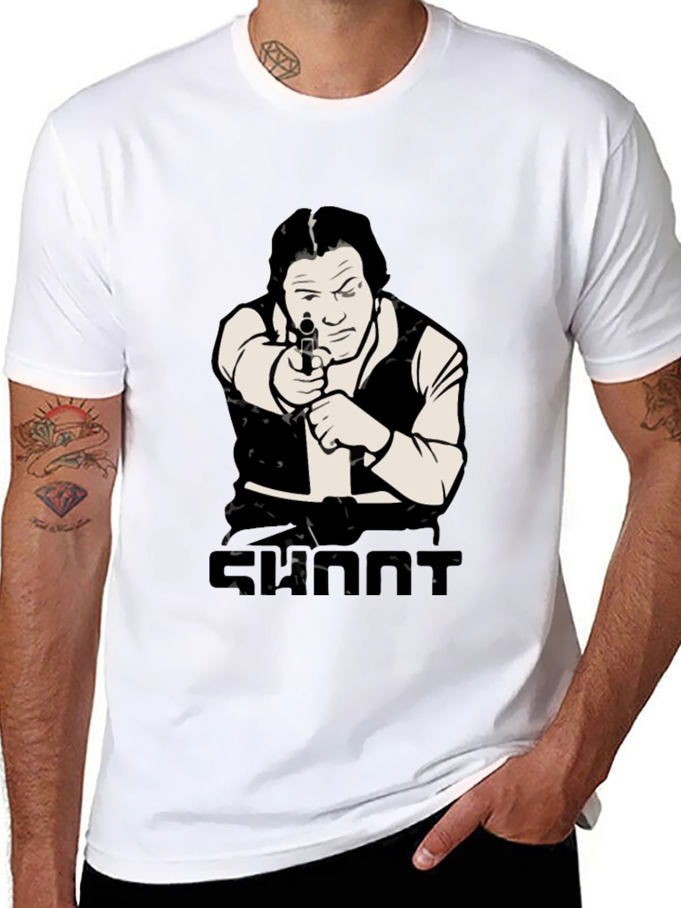 Han Solo Shoot T-Shirt - Black Cotton Blend