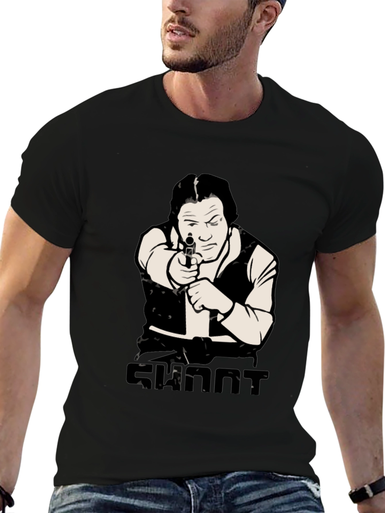 Han Solo Shoot T-Shirt - Black Cotton Blend